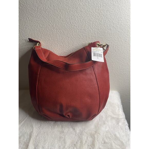 Michael Kors Leather Hobo Bag Purse Womens Red Gold Tone Hardware - Picture 2 of 9